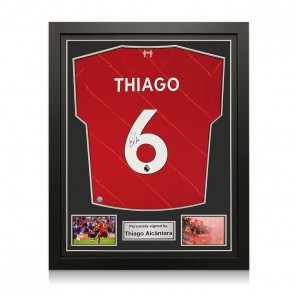 Thiago Alcântara Signed Liverpool 2021-22 Football Shirt. Standard Frame