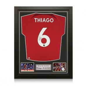 Thiago Alcântara Signed Liverpool 2022-23 Football Shirt. Standard Frame