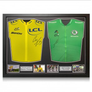 Geraint Thomas And Mark Cavendish Signed Tour De France Jerseys. Dual Framed