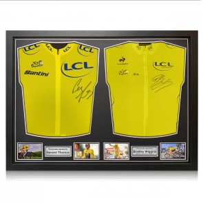 Geraint Thomas And Bradley Wiggins Signed Tour De France Jerseys. Dual Framed