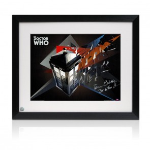 Tom Baker Signed Dr Who Tardis Poster. Framed