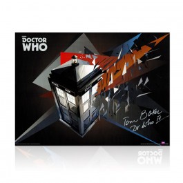 Tom Baker Dr Who Signed Tardis Poster