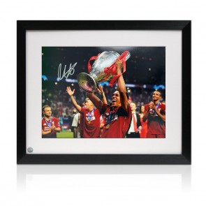 Trent Alexander-Arnold Signed Liverpool Football Photo: Champions League Trophy. Framed