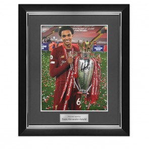 Trent Alexander-Arnold Signed Liverpool Football Photo: PL Trophy. Deluxe Frame
