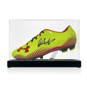 Trent Alexander-Arnold Signed Football Boot: Yellow And Red. Display Case