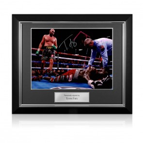 Tyson Fury Signed Boxing Photo: Fury vs Wilder 3. Deluxe Frame