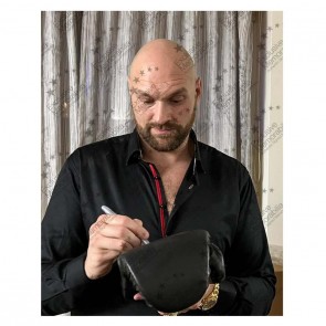 Tyson Fury Signed Boxing Glove: Black. Display Case