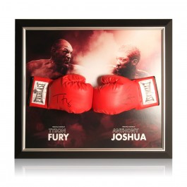 Anthony Joshua & Tyson Fury Signed Boxing Gloves. Framed