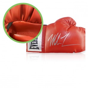 Mike Tyson Signed Red Boxing Glove. Damaged A