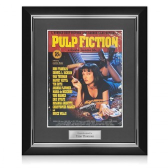 Uma Thurman Signed Pulp Fiction Poster. Deluxe Frame