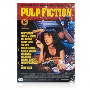 Uma Thurman Signed Pulp Fiction Poster. Standard Frame
