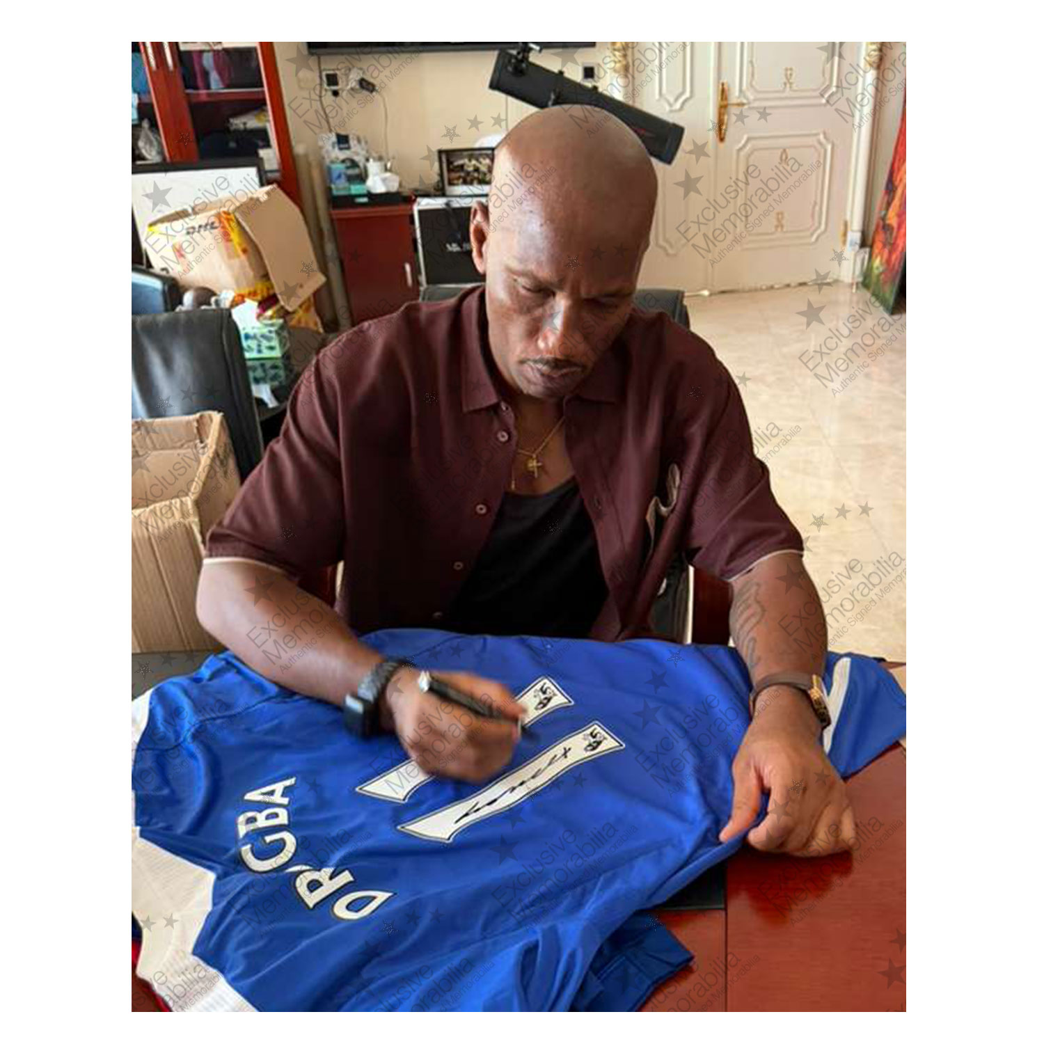 Didier Drogba Signed Original Chelsea 2011-12 Football Shirt. Damaged A