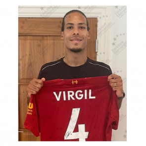 Virgil Van Dijk Signed Liverpool Shirt. Standard Frame