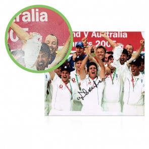 Michael Vaughan Signed England Cricket Photo: Ashes Winners 2005. Damaged A