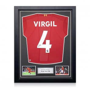 Virgil Van Dijk Signed Liverpool Shirt. Standard Frame