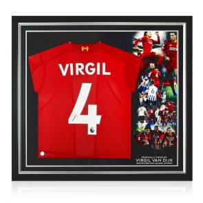 Virgil Van Dijk Signed Liverpool Shirt. Premium Frame