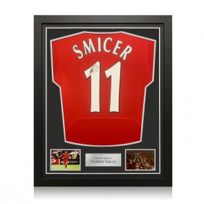 Vladimir Smicer Signed Liverpool 2005 Football Shirt. Standard Frame