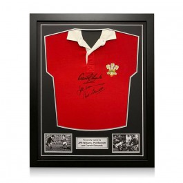 Wales Rugby Shirt Signed By Gareth Edwards, JPR Williams And Phil Bennett. Standard Frame