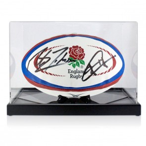  Jonny Wilkinson And Martin Johnson Signed England Rugby Ball. Display Case