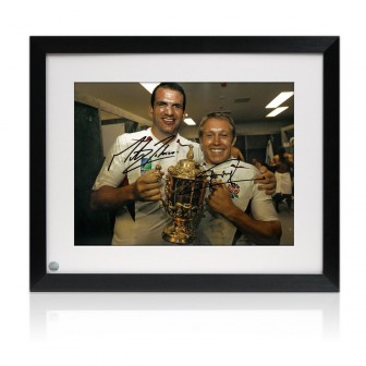 Jonny Wilkinson & Martin Johnson Signed 2003 Rugby World Cup Photo. Framed