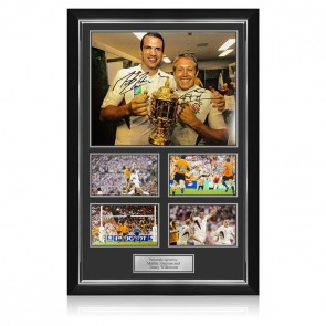 Jonny Wilkinson & Martin Johnson Signed 2003 Rugby World Cup Photo Presentation. Deluxe Silver
