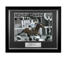Willie Carson Signed Horse Racing Photo: Troy. Deluxe Frame
