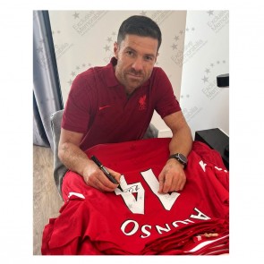 Xabi Alonso Back Signed Liverpool 2005 Football Shirt. Deluxe Frame