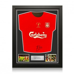 Xabi Alonso Signed Liverpool 2005 Football Shirt. Standard Frame