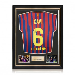 Xavi Hernandez Signed Barcelona 2011-12 Football Shirt. Superior Frame