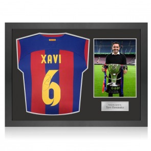 Xavi Hernandez Signed Barcelona 2023-24 Football Shirt. Icon Frame: Manager