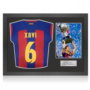 Xavi Hernandez Signed Barcelona 2023-24 Football Shirt. Icon Frame: Player