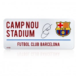 Xavi Hernandez Signed Barcelona Stadium Sign
