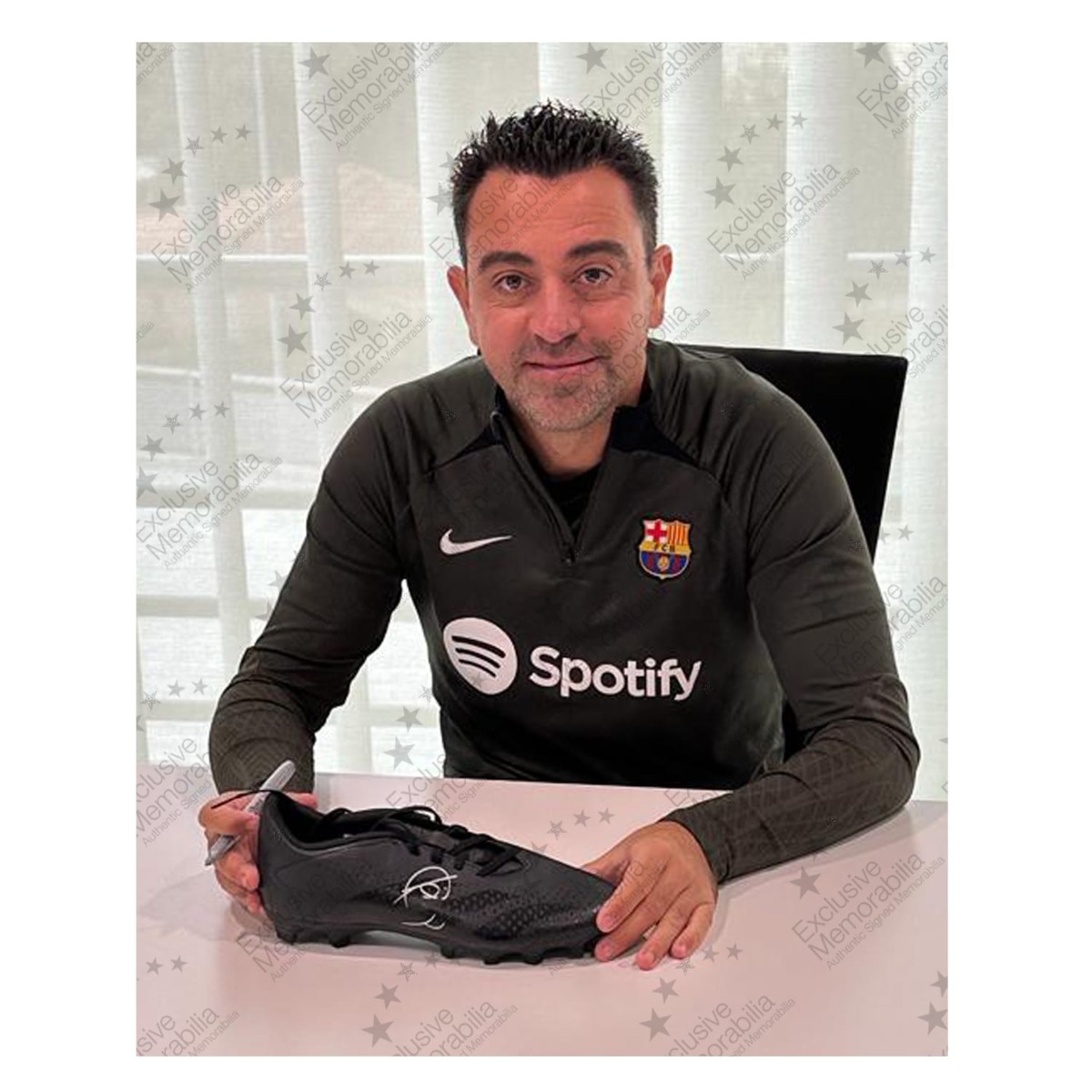  Xavi Hernandez Signed Football Boot. Display Case With Plaque