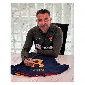  Xavi Hernandez Signed Spain 2010 Football Shirt. Standard Frame