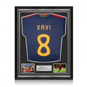 Xavi Hernandez Signed Spain 2010 Football Shirt. Superior Frame