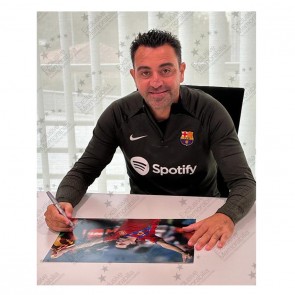 Xavi Hernandez Signed Spain Football Photo. Framed