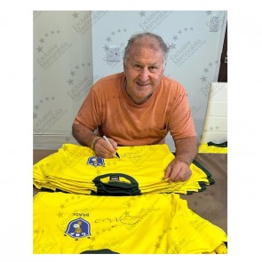 Zico Front Signed Brazil 1982 Retro Football Shirt. Standard Frame