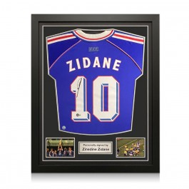Zinedine Zidane Signed France 1998 Home Football Shirt. Mint Condition. Standard Frame