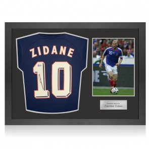 Zinedine Zidane Signed France 2022-23 Football Shirt. Icon Frame