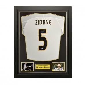 Zinedine Zidane Signed Real Madrid 2003-04 Home Football Shirt. Standard Frame