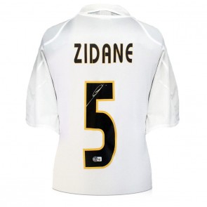 Zinedine Zidane Signed Real Madrid 2004-05 Home Football Shirt. Icon Frame