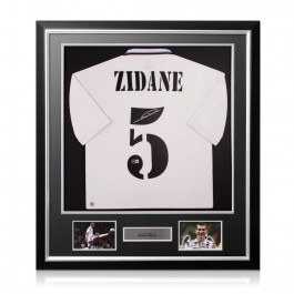 Zinedine Zidane Signed Real Madrid 2022-23 Home Football Shirt. Deluxe Frame
