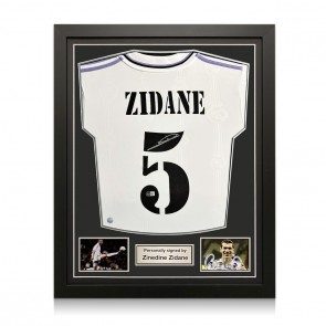 Zinedine Zidane Signed Real Madrid 2022-23 Home Football Shirt. Standard Frame