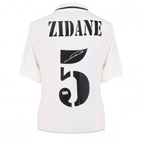 Zinedine Zidane Signed Real Madrid 2022-23 Home Football Shirt. Icon Frame