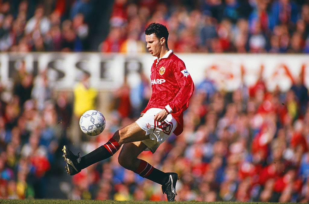 Ryan Giggs in action during a Division One match between Manchester United and Aston Villa at Old Trafford on March 14, 1993