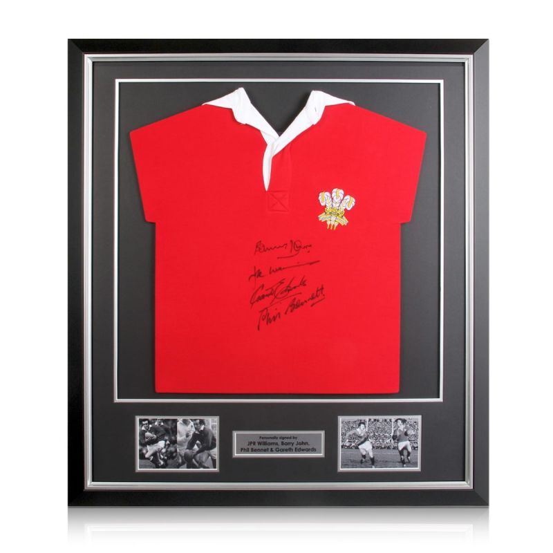  Wales Rugby Shirt Signed By Edwards, Williams, Bennett And John Framed