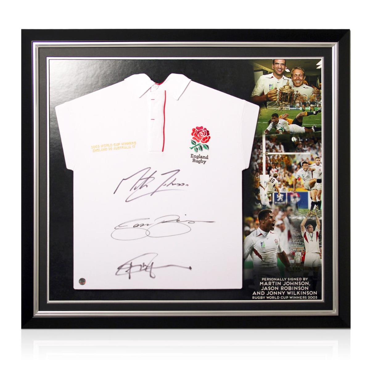 In Gift Box Exclusive Memorabilia Martin Johnson Signed England Rugby Photo Lifting The Webb Ellis Trophy